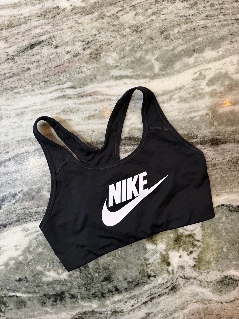 Nike Black Sports Bra with White Swoosh Logo